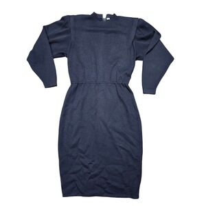 St. John by Marie Gray Santana Knit Navy Dress‎ Long Sleeve Vintage Size 8